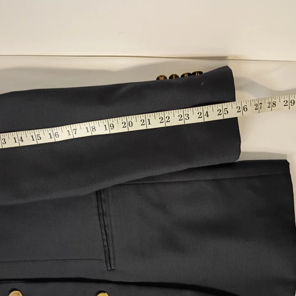 Dark Blue‎ Blazer Mens Size 40 Gold Crested Buttons Sport Coat Jacket Dual Vent